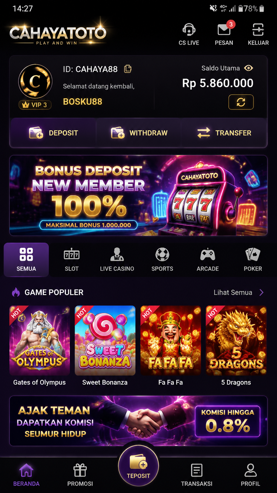 Screenshot 3 cahayatoto